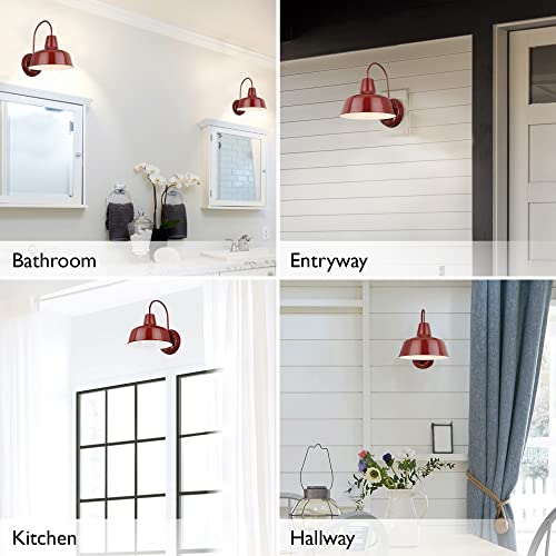Image of Design House Mason Farmhouse Gooseneck Barn Light, Outdoor Exterior Porch or Patio Wall Light Fixture, Rustic Red, 8 Inch Diameter, 1-Pack, 520559 | Wall Mount, Modern Farmhouse, Steel, Lighting, 520559