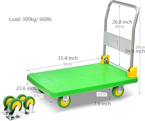 Carretilla plegable con plataforma 72x46 cm verde miniatura 2