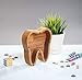 Wood piggy bank for boys girls adult TOOTH Organic glass tip jar Child coin bank Unique Montessori kids baby gift Personalized money box