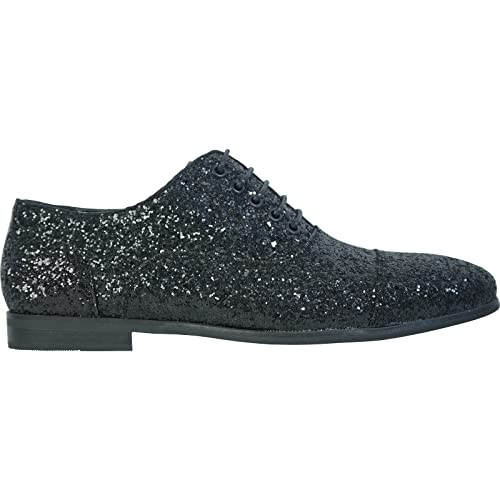 Image of bravo! Men Dress Shoe Prom Slip-on Loafer Lace-up Oxford Cap Toe Metallic Glitter for Wedding Prom Black Blue Green Gold Pink Pewter Purple Silver Red