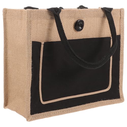 Bolsa de compras de yute reutilizable y ecológica de gran capacidad con diseño simple
