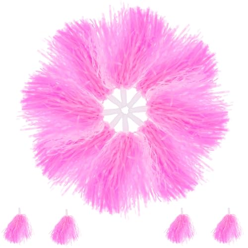 GOOHOCHY Pompon da Cheerleader in Plastica PE 12 Pezzi Rosa 30g Manico Piccolo Decorazioni per Tifo Sportivo e Spettacoli Accessori Riutilizzabili per Squadre di Cheerleading e Feste
