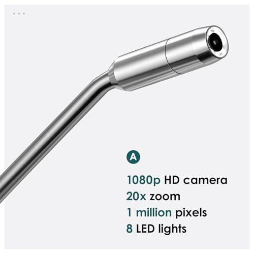 Visueller Mitesserentferner mit Kamera – Pinzette aus Titanlegierung und HD-Kamera mit 20-facher Vergrößerung, 1080P, 8 LED-Leuchten, Mitesser-Extraktor für Männer und Frauen, Akne- und Porenreiniger