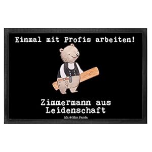 Mr. & Mrs. Panda 40 x 60 Fußmatte Zimmermann aus Leidenschaft – Geschenk, Mitarbeiter, Motivfußmatte, Türvorleger…