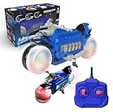 Mindscope Blue HoverCycle Radio Control Stunt Action Light Up LED Vehicle 49 MHz