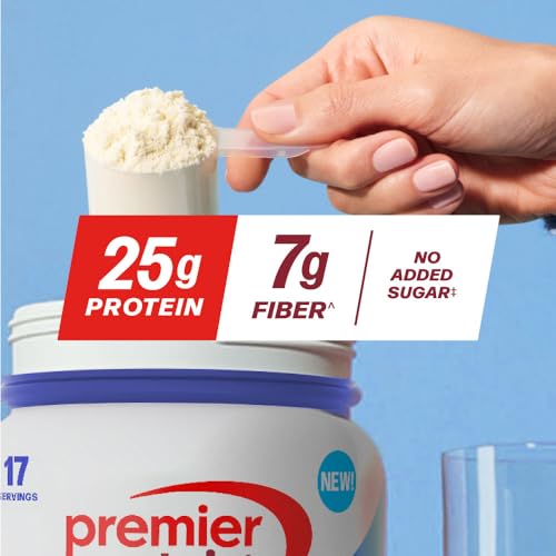 Premier Protein Powder Plus Fiber, Vanilla, 25g Protein, 7g Fiber to Support Gut Health, No Added Sugar (17 Servings) - Image 4