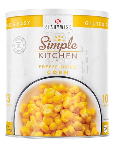 Readywise - Simple Kitchen Freeze Dried Corn 23 Servings for Family Meal Prep Sweet Gluten Free & Dehydrated Camping Meals Emergency Survival Food for Backpacking & Hiking #10 Can Package