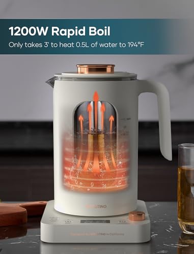 Intasting Electric Tea Kettle, Intasting Glass Electric Kettle With Tea Infuser And Precise Knob Temperature Control, 1200W Fast Heating, Bpa-Free, Easy To Clean thumb #3