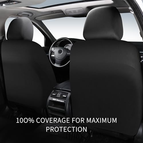 Image of HChengkikz Front Car Seat Cover, Breathable and Sporty (Black + Beige)