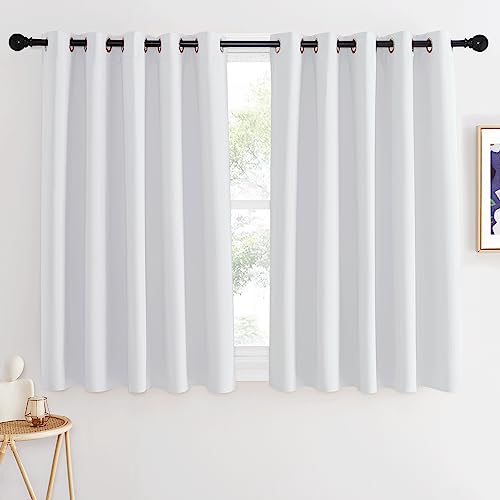 NICETOWN Room Darkening Greyish White Curtain - Window Treatment Thermal Insulated Grommet Light Blocking Sound Reducing Drape Privacy for Bedroom/Kitchen (1 Panel, W66 x L54)