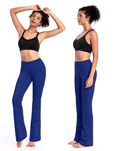 BUBBLELIME 29"/31"/33"/35"/37" 4 Styles Women's High Waist Bootcut Yoga Pants - Basic Nylon_Royal Blue XL-29 Inseam