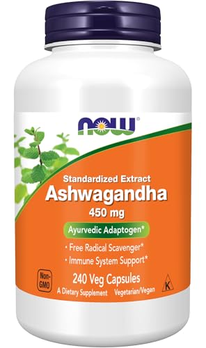 NOW Foods Ashwagandha Extract 450 mg Vegan Kosher Non-GMO - 240 Veg Capsules