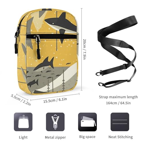 Satchel Tote Bag Messenger Bag Shark Silhouette Printed Mini Sling Bag Purse Suitable for Work Travel2