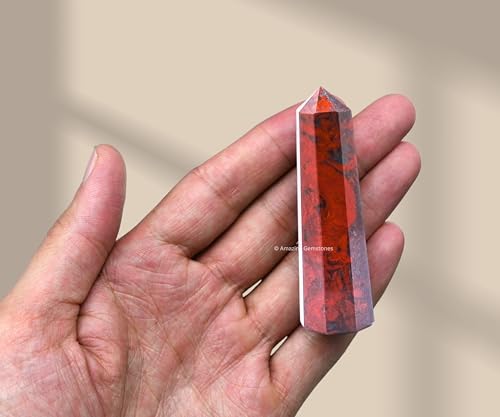 Image of Amazing Gemstone Red Jasper Hematite Crystal Towers - Natural Healing Crystal Point Obelisk for Reiki Healing and Crystal Grid (2 inch to 3 inch INCH)
