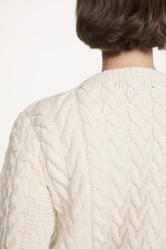 Image of Irish Cardigan Sweater for Women Made in Ireland Supersoft Aran Merino Wool Lumber Jacket