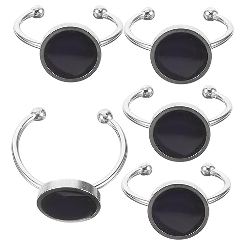 GLSTOY 5pcs Women's Changing Mood Ring Stainless Steel Temperature Change Ring for DIY Jewelry Making Open Mood Band