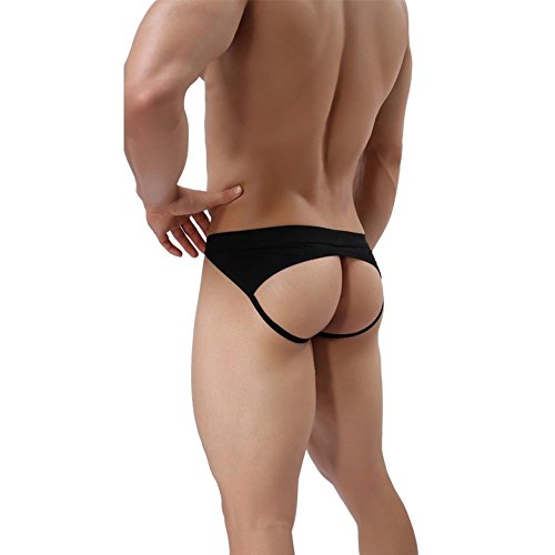 KAMUON Men’s 3-Pack Cotton Jock Strap Sexy Athletic Thongs Underwear Jockstrap (US XS = Asian Tag S : Waist 26"-27", Black) - Thumbnail 5
