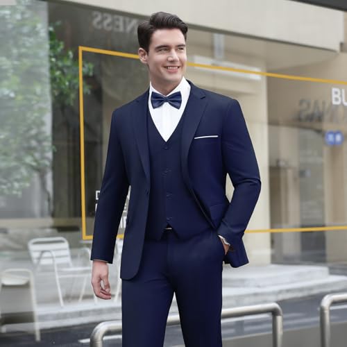 LUPURTY Men's One Button 3-Piece Suits Slim Fit Tuxedo Set with Blazer Jacket Vest & Pants for Wedding Prom Business - Image 6