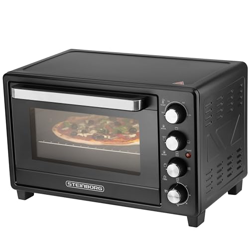 Steinborg® 35 Liter Mini Backofen mit Umluft & Drehspieß Krümelblech Ober- und Unterhitze 1.600 Watt Miniofen mit Timer kleiner Backofen freistehend stufenlose Temperaturregelung bis 230°C Steinborg® 35 Liter Mini Backofen mit Umluft & Drehspieß Krümelblech Ober- und Unterhitze 1.600 Watt Miniofen mit Timer kleiner Backofen freistehend stufenlose Temperaturregelung bis 230°C