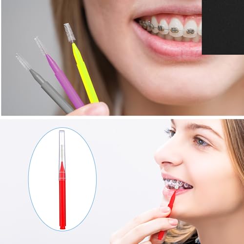 Image of Patelai 100 Pieces Braces Dental Brush for Cleaner Interdental Toothpick Dental Tooth Flossing Head Oral Hygiene Flosser Toothpick Cleaners Tooth Tool(Multicolor,Various Sizes)