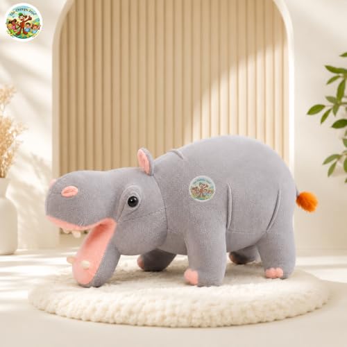 Image of Hippo Soft Toy 50 cm | Realistic Big Size Plush Stuffed Hippopotamus Toy | Soft Cuddly Animal Toy for Kids, Babies, Boys & Girls | Non-Toxic Fabric | Birthday Gift