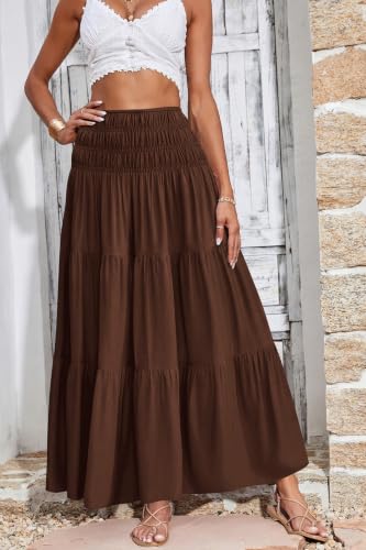 Image of CFLONGE Summer Maxi Skirts for Women 2026 Trendy Floral A Line Boho Skirt