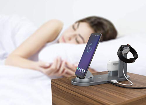 Image of 4 In 1 Usb Fast Wireless Charger Stand For Smartwatches (Gray)