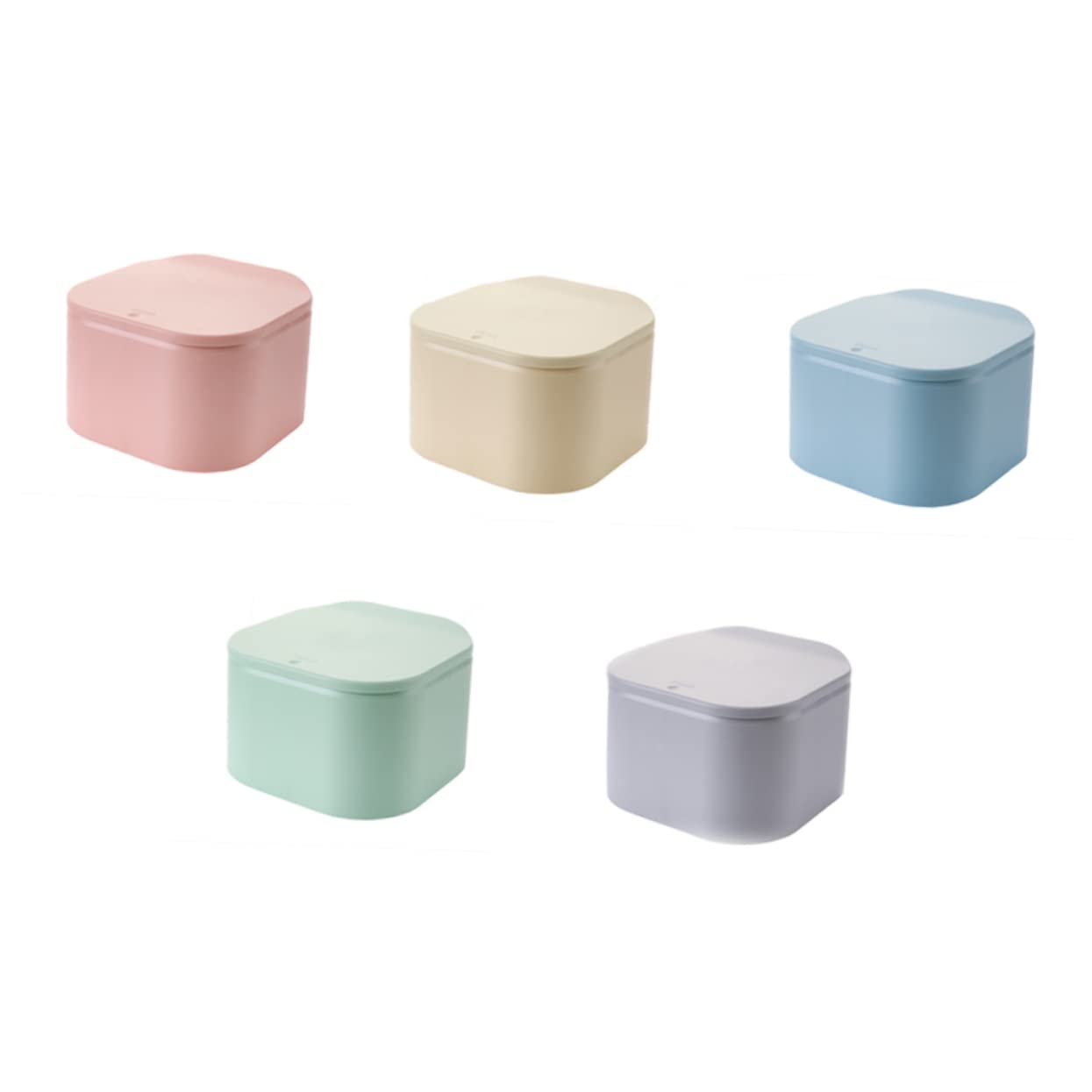 OKUMEYR Cute Mini Desktop Trash Can Easy to Use Push Type Waste Bin Green Plastic for Office Home Travel