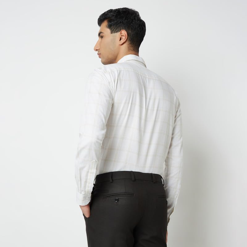 Image of MARK & ALBERT 100% Cotton Full Sleeves Regular Fit Formal Shirt for Men Blue