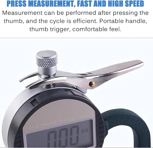 Calibrador digital de espesores, medidor de espesores con pantalla LCD, rango 0-12.7 mm, diámetro de sonda 30 mm, para esponja, papel, cartón miniatura 4