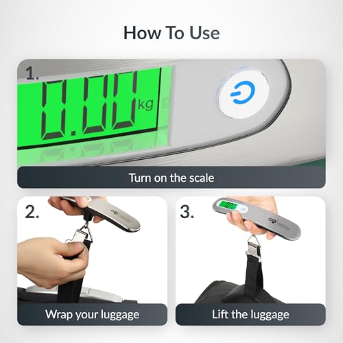 Image of GoTrippin by Destinio Travel Combo Pack - 50 Kg Digital Luggage Scale (Steel Body) + Universal International Adapter with Dual USB 5V 2.4A (12W) for Worldwide (Weighing Scale Silver +12W Adapter)