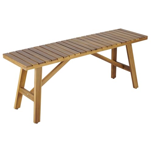 Riess Ambiente Outdoor Sitzbank Bali - 110cm - Natur Honey Akazienholz wetterfest Balkonbank Holzbank Bank