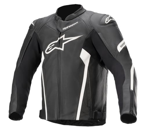 Alpinestars Faster V2 Veste en Cuir Noir/Blanc, 54 Homme