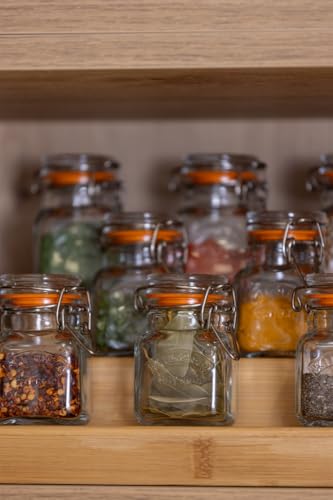 Image of Kilner Premium 6 x 70ml Clip Top Glass Spice Jars With Airtight Lid | Transparent Reusable Kitchen Storage Glass Containers for Herbs, Spices | Dishwasher Safe