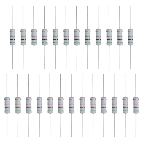 sourcing map 25 Pcs 510 Ohm Resistor, 3 Watts 5% Tolerance Metal Oxide Film Resistor Axial Lead, Flame Proof for DIY Electronic Projects Circuits Experiments