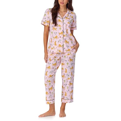 Image of Bed Head PJs Womens Matching Pajamas - Soft Organic Cotton Button Down PJ Shirt & Cropped Pants Set - Loungewear & Sleepwear