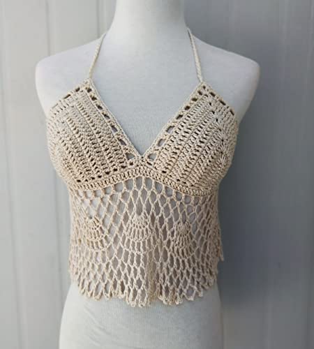 Black Bikini Halter Top Handmade Crochet Crop Top2