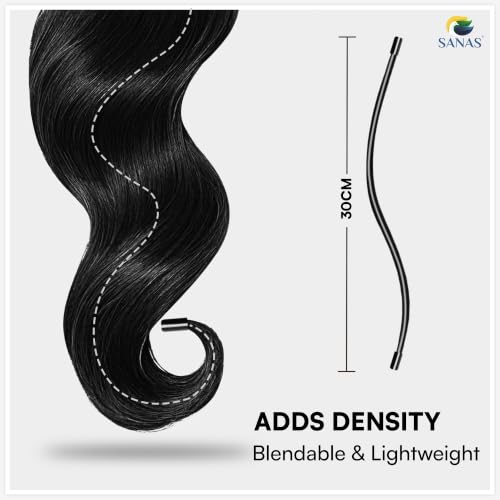 Image of Sanas Ponytail Hair Extension (1 Pcs) Long Wig For Women Synthetic Ponytail Hair Extension Hairpiece, Reusable Hair Wig Extensions For Women, Natural Look (Black) (1 Pcs)