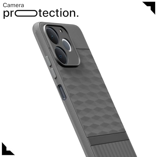 Image of Pikkme Back Cover for Realme C71 Camera Protection 3D Hexa Cube Design Silicone Protective Bumper Case (Grey)