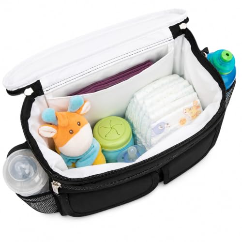 BTR Kinderwagen Organizer und Buggy Organizer und Kinderwagen Taschen plus 2 x Kinderwagen Clips. Schwarz. – Ansicht 6