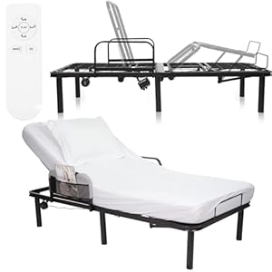 Vive Adjustable Bed Base Frame (Twin) – Electric Heavy Duty Metal Platform Bed Frame with Adjustable Base for Hospital Mattress – Remote for Head, Leg & Foot Incline – Dual USB Ports – Easy Assembly