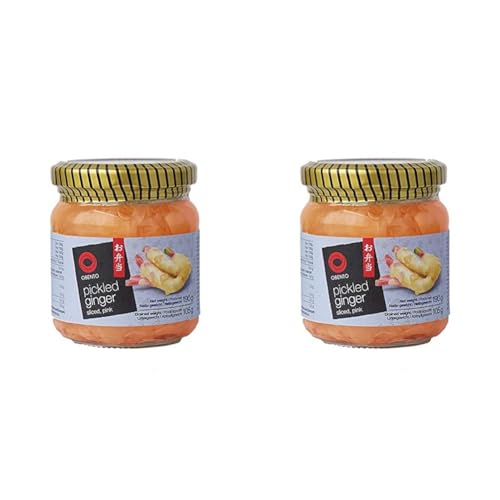 Obento Sliced Pickled Ginger Pink (Eingelegter Ingwer Pink in Scheiben), 190 g (2er Pack)