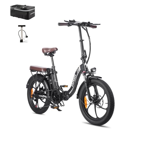Fafrees F20 PRO E-Bike Klapprad Elektrofahrrad 20 Zoll Fatbike, 250W Motor 36V 18AH Akku, 20 * 3,0 Zoll Mountainbike Elektrofahrrad 40 Nm (Hecktasche + Pumpe, Schwarz)