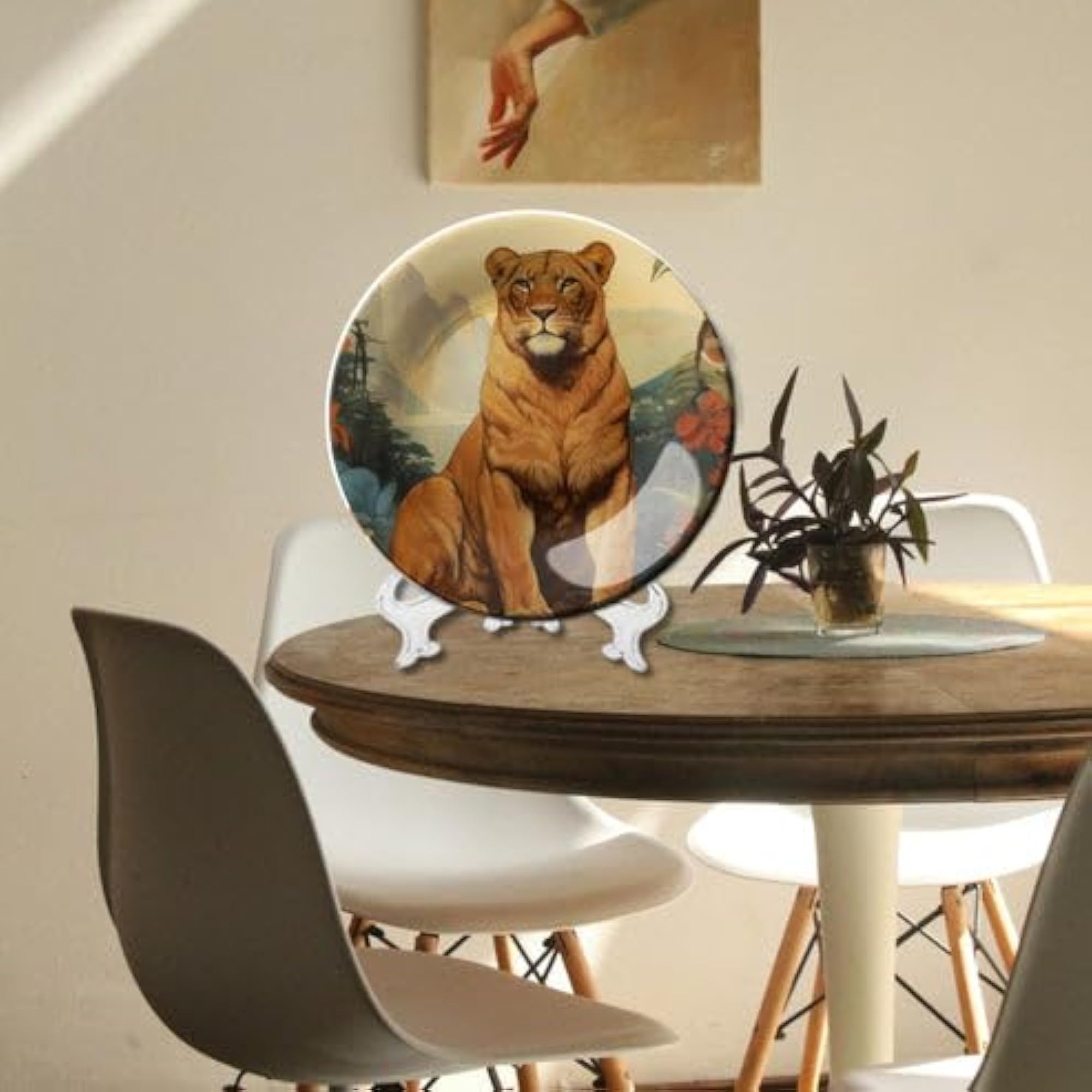 Lion Art Ceramic Decorative Plate for Home Décor