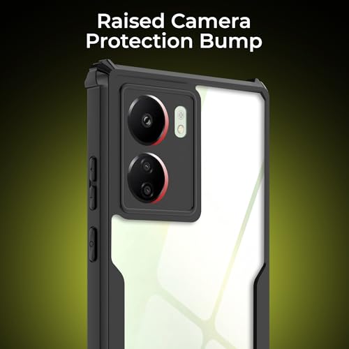 Image of A rtistque Clear Hard Transparent Acrylic Armor Back Cover Case for Redmi 13C 4G / Poco C65 4G | Shockproof TPU Edge Protection | Slim Protective Design | Redmi 13C Back Cover - Black