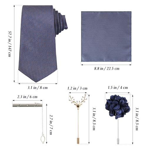 Set de corbata para hombre, 5 piezas azul miniatura 3