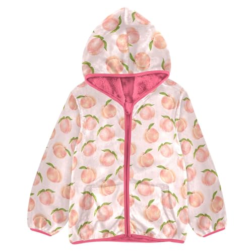 Peach Toddler Fleece Jacket Baby Girls Hooded Zipper Long Sleeve Thick Warm Outerwear 3-10 Years