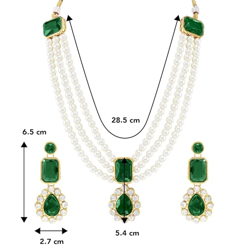 Image of Peora Traditional Maharani Haar Necklace with Earrings Bridal Jewellery Set Gift for Women