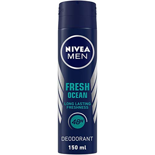 Image of Nivea Men Deodorant Spray, Protect & Care, No Skin Irritation & 48H Freshness, 150 Ml And Deodorant Spray, Fresh Ocean, 48H Long Lasting Freshness With Fresh Aqua Scent, 150 Ml, Pack Of 1