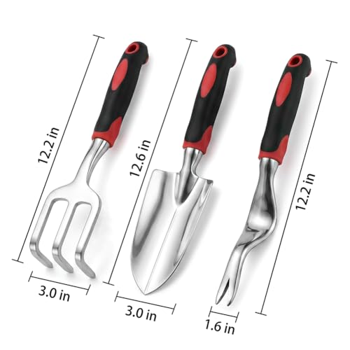 Set de 3 piezas herramientas jardinero aluminio rojo miniatura 2